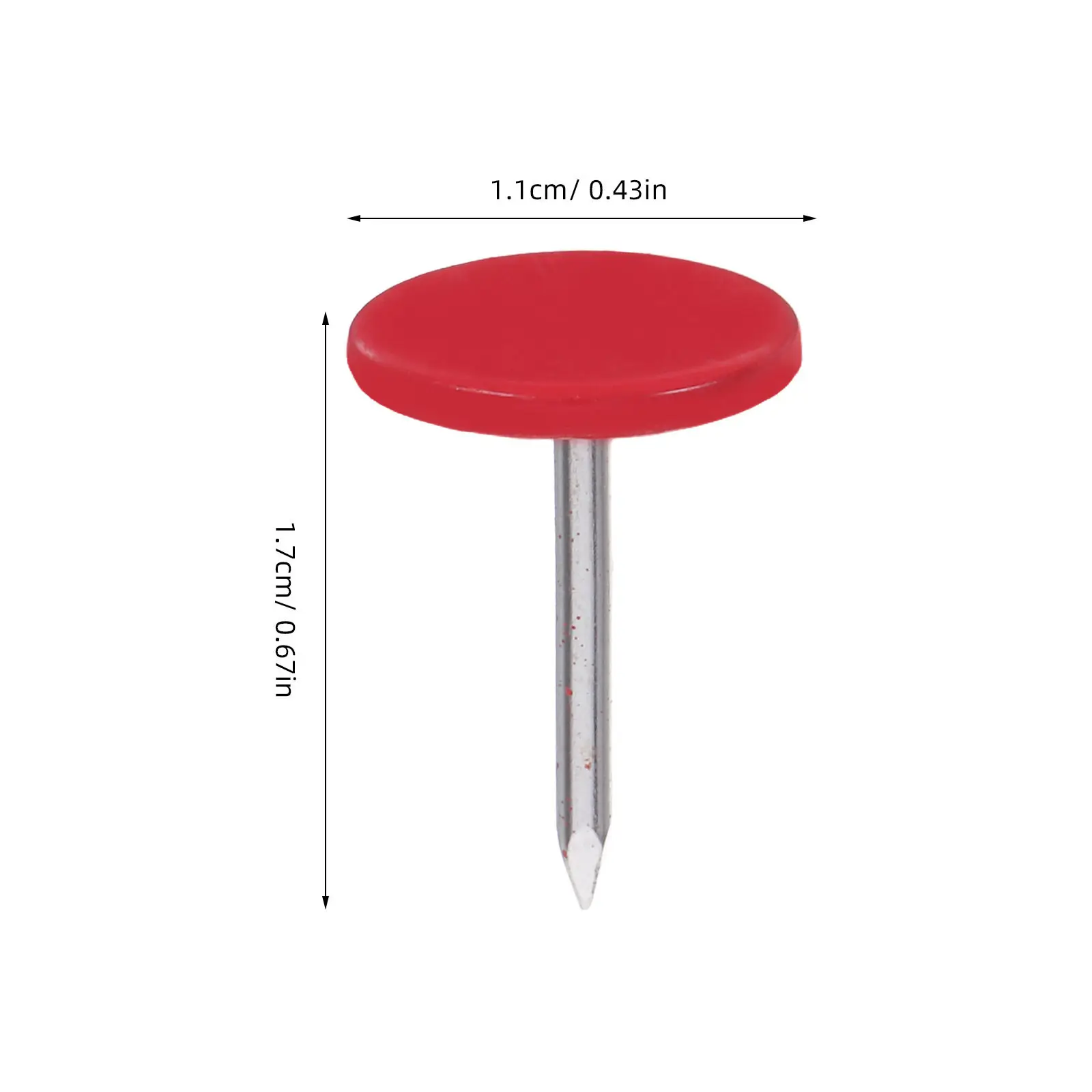 200Pcs 빨간색 장 푸시 핀 플랫 라운드 헤드 17x11mm 게시판 코르크 보드 벽 사진 지도 포스터 디스플레이 태크