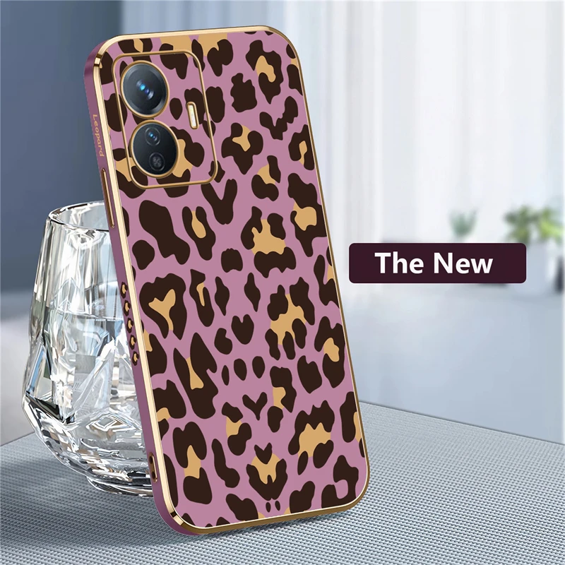 Leopard Pattern Soft Phone Cover with Plating Finish