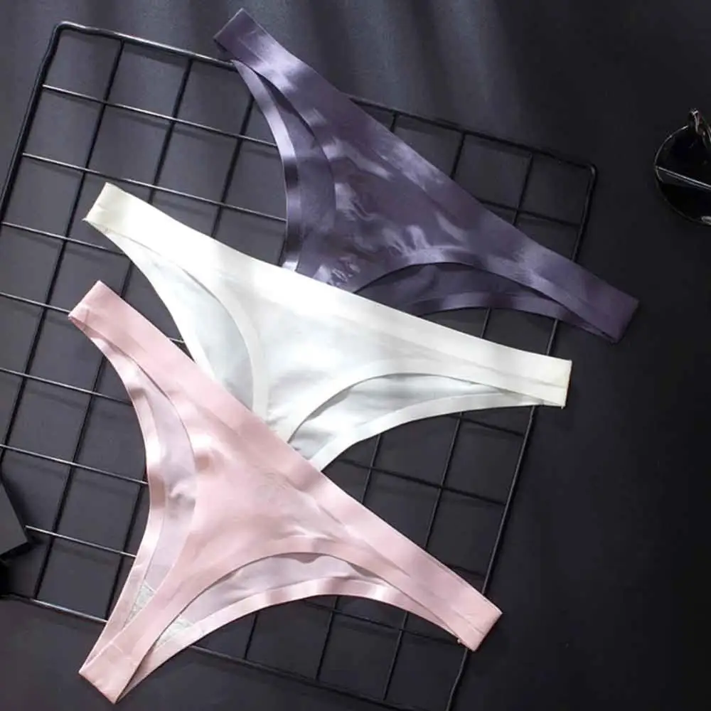 

2Pcs Women Sexy Thongs Lady Girls Solid Low-waisted See Through Seamless Thong G-strings Panties Accesorries