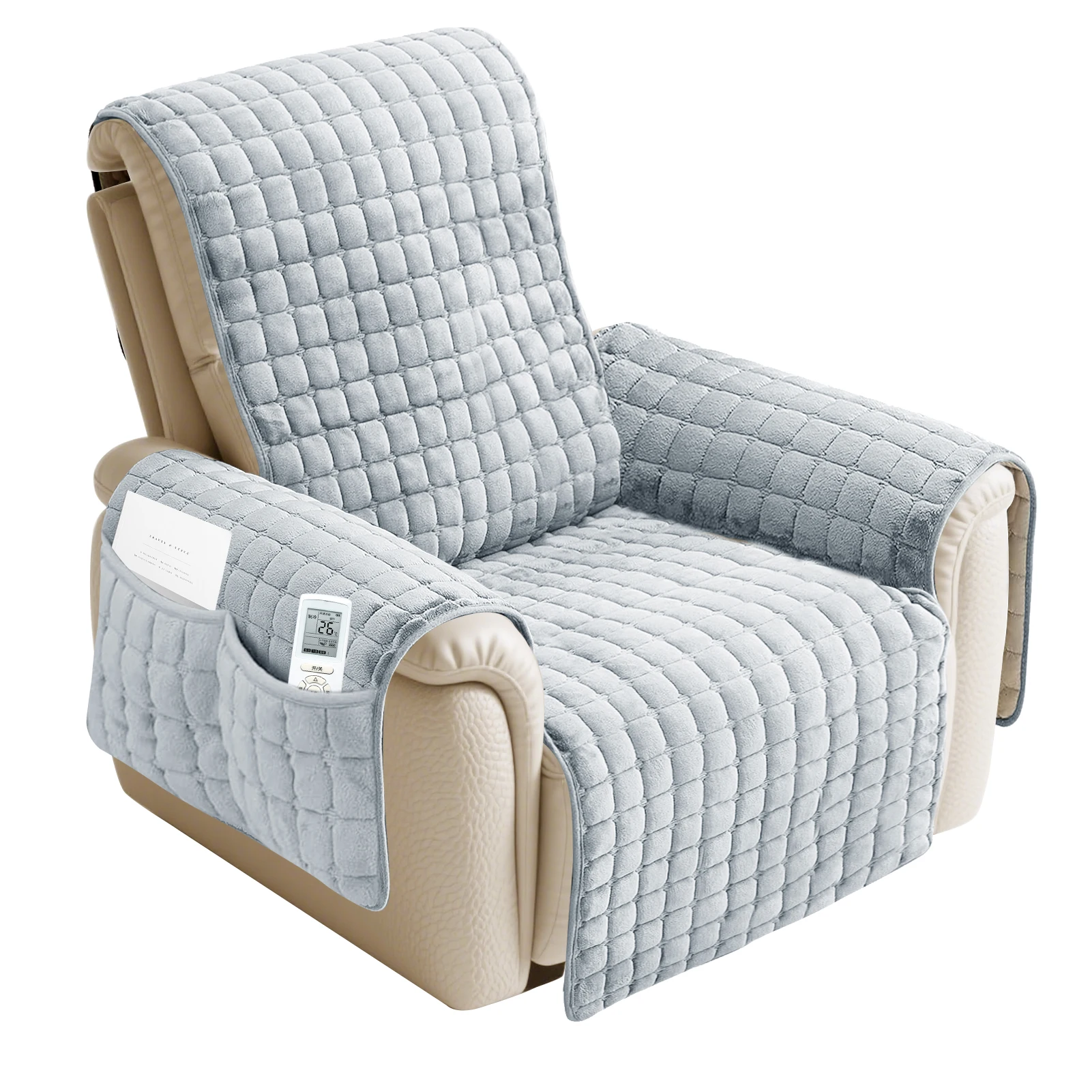 Waterproof Washable Recliner Chair Cover with Elastic Straps - Kid and Pet-Friendly Furniture Protector