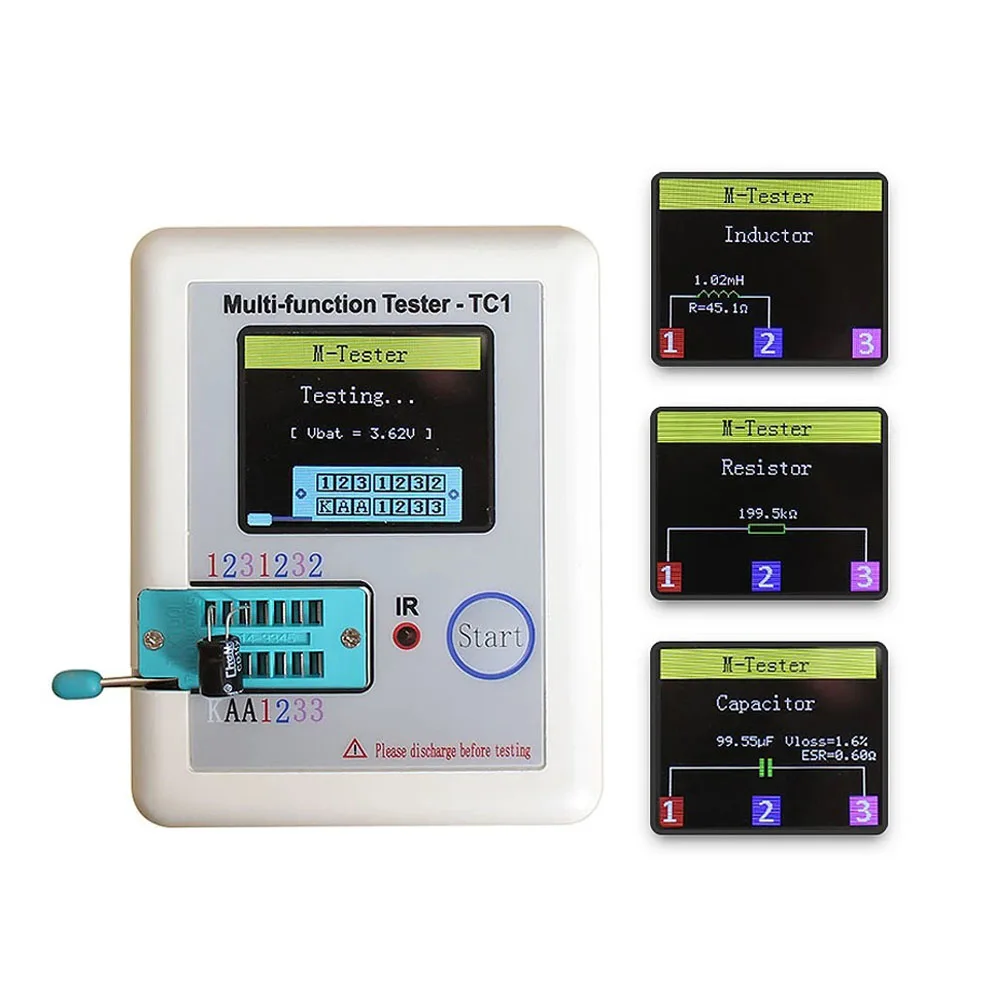 Multimeter For Diode Triode Capacitor Resistor LCR-TC1 Colorful Display Multi-functional 1.8'' TFT Backlight Transistor Tester