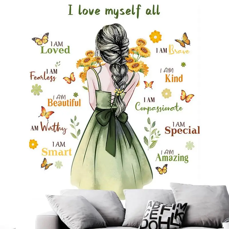 

Girl Wall Decals Girl Sticker English Words Wall Decal Wall Art Stickers With Butterflies For Study Rooms Bedrooms