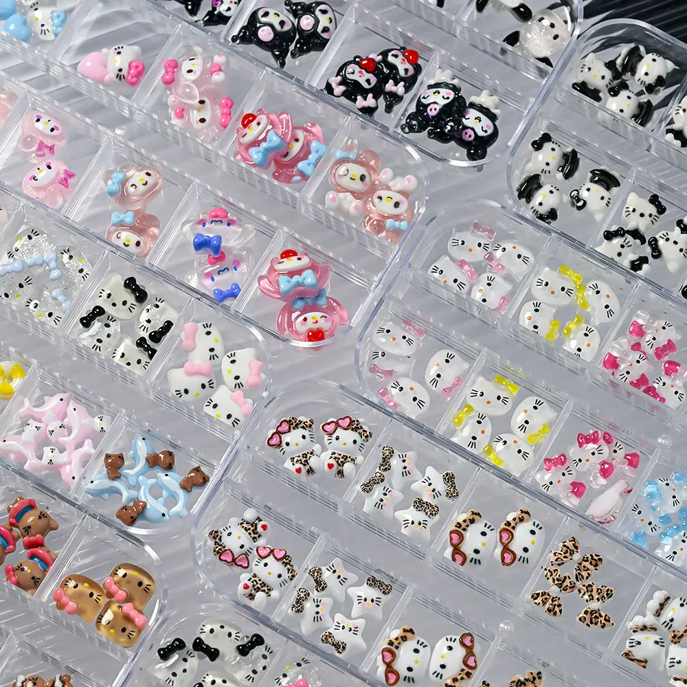 12styles/box Summer Tanning Hello Kitty Nail Charms Candy