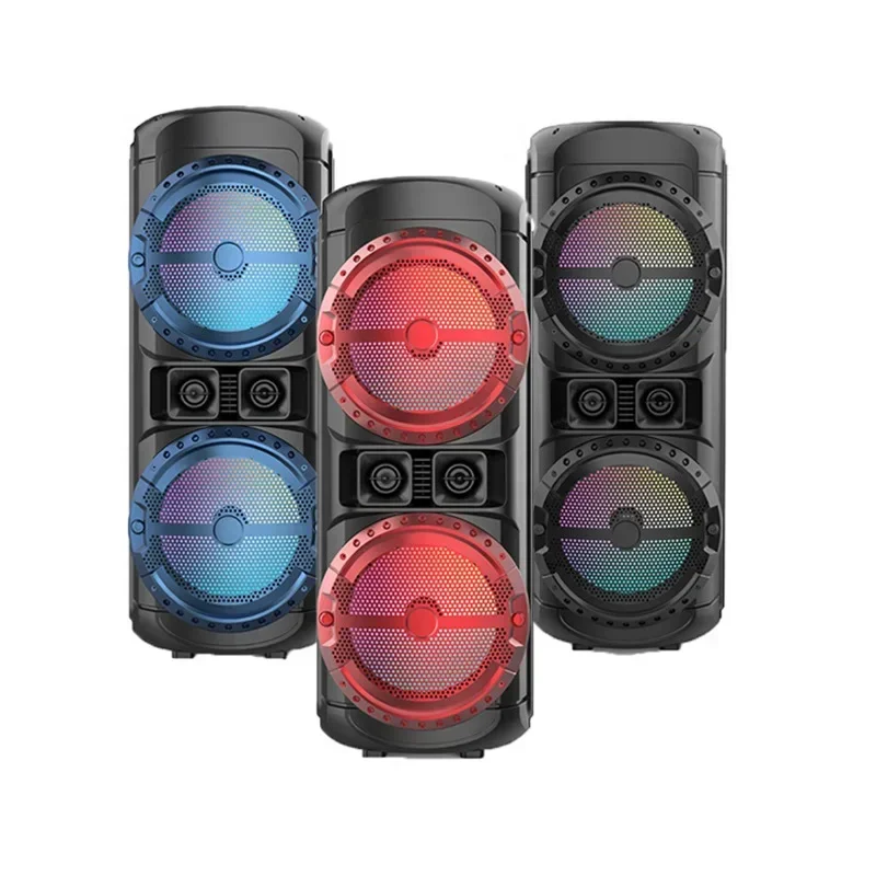 대용량 무선 블루투스 스피커, 80W, 듀얼 12 인치 스피커, 컬럼 야외 휴대용 스퀘어 댄스 서브우퍼, 마이크 포함
