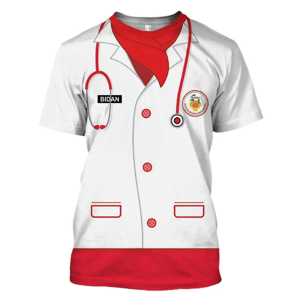 Summer Police Cosplay T Shirt Men Oversized Tees