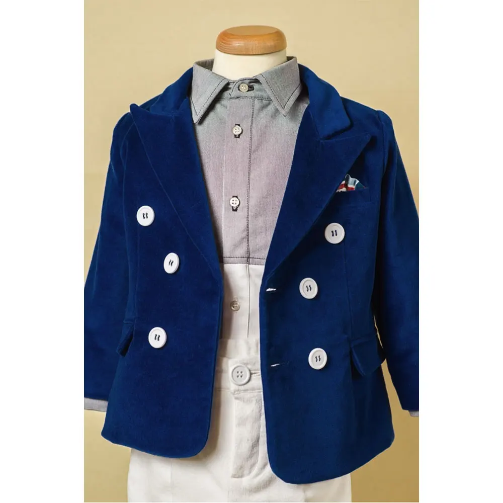 

Velvet Boy's Suit Jacket Double Breasted Vintage Clothes Casual Kids Camping Coat 3-16 Years Old Children Winter Coats