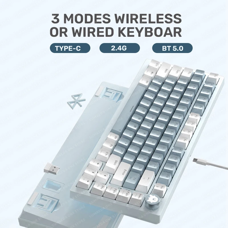 Teclado Mecânico sem Fio Bluetooth Sk82 2.4g Modos Rgb Backlight Hot Swap Estrutura de Junta Jogos Jogos - Imagem 5