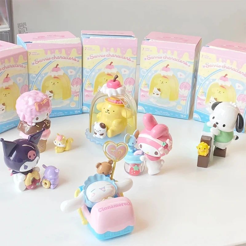 Sanrio еда Веселая серия загадочная коробка Женская коричная цветная моя мелодия похвалка помпон пурин куроми аниме фигурка игрушка Подарки для девочек