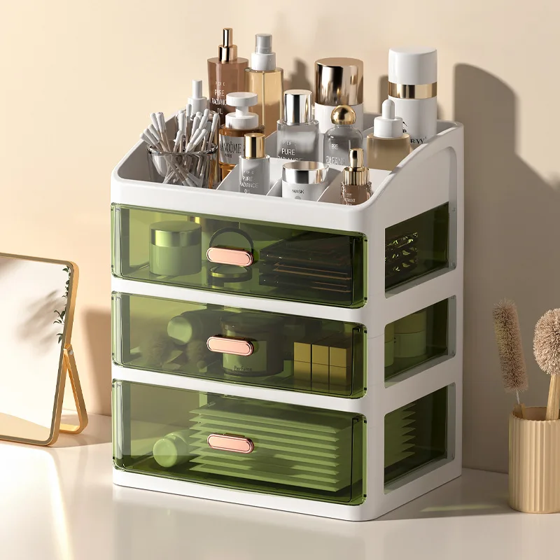 Large Capacity Drawer Makeup Organizer Transparent Cosmetic Jewelry Organizer Office Supplies Nail Polish Lipstick Storage Boxs 2