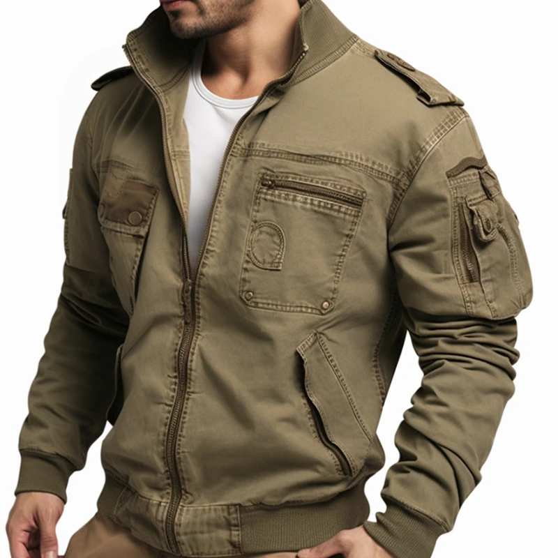 

Men's Vintage Military Cargo Jackets Cotton Army Bomber Jacket