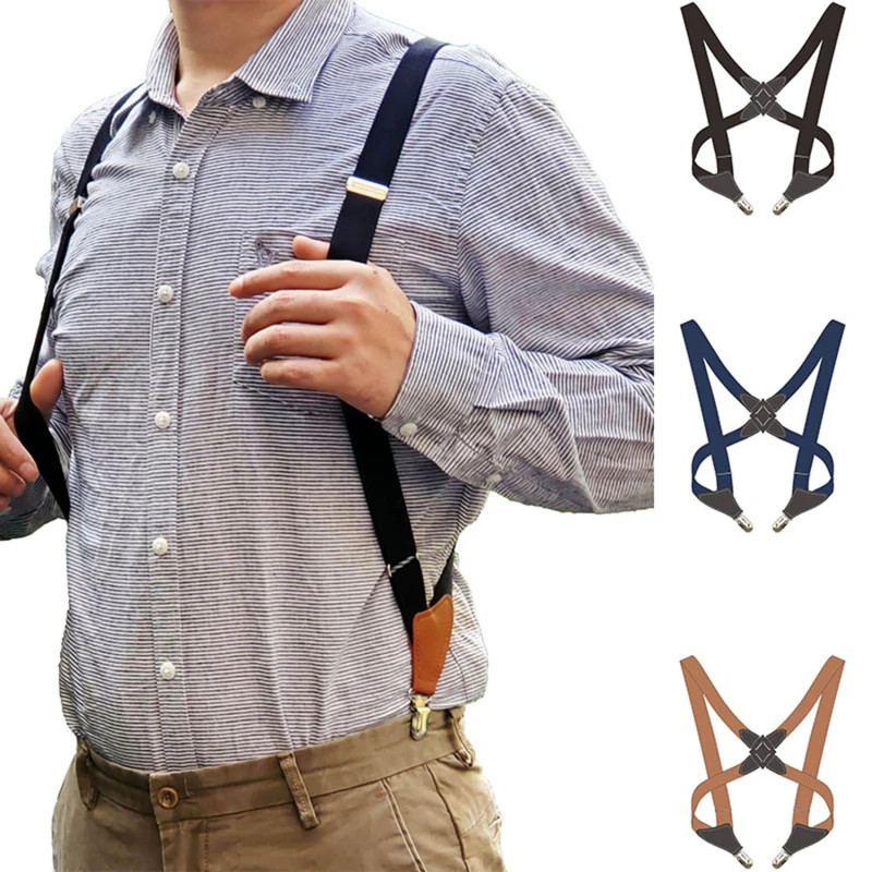 

1Pc Men's Suspender Adult Clips Mens Suspenders X Type Elastic Adjustable Strap Wide Braces Work Male Jockstrap