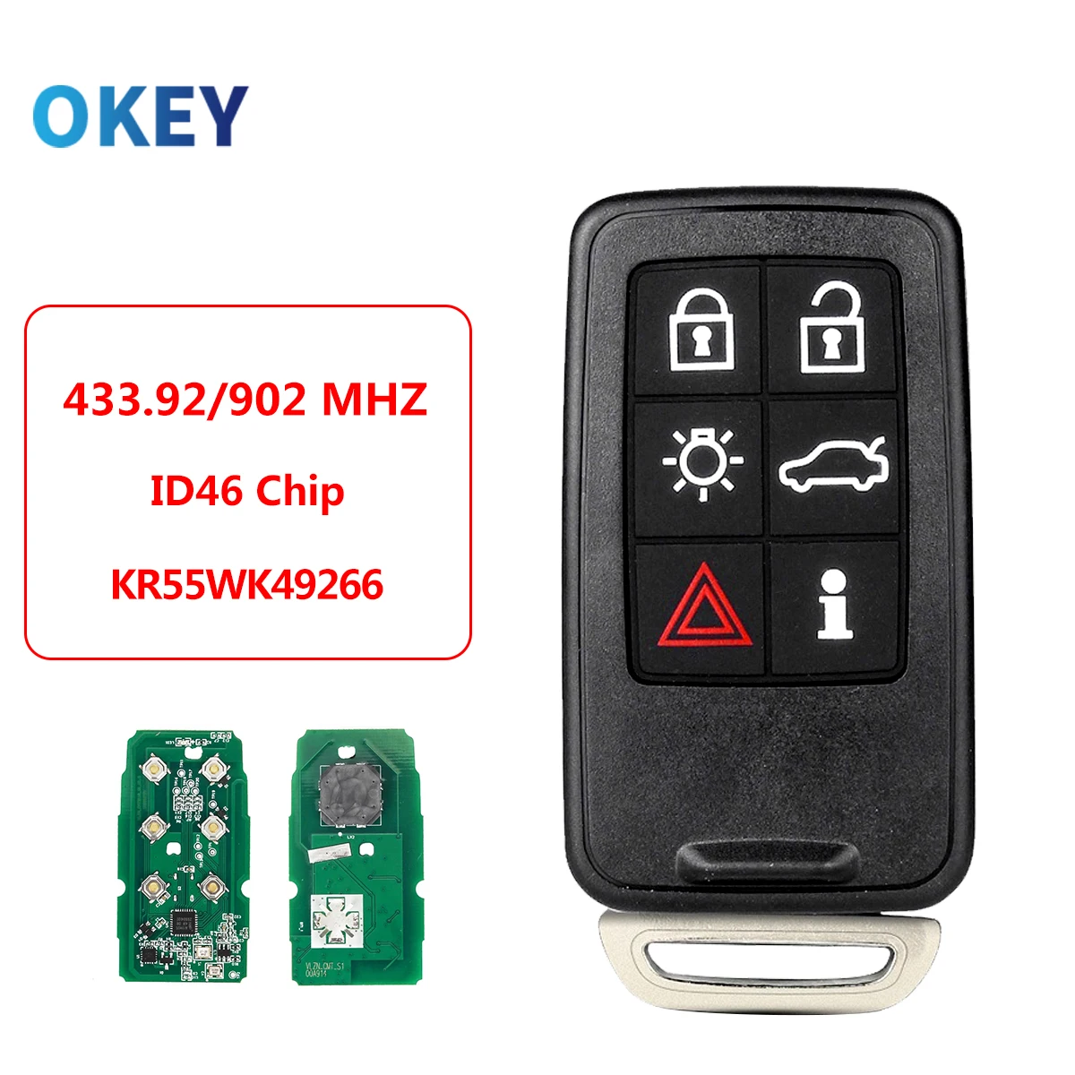 Chiave/Telecomando Per Volvo S60 S80 V40 V60 V70 Xc60 Xc70 2007-2016 Auto Keyless - 6 Pulsante Kr55wk49266 902mhz Volvo - Sd53aba6c7aaa4669b9f4c63733e98a7a3