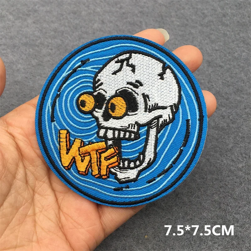 Flame Skull Embroidered Punk Patch