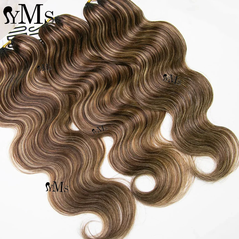 Lightweight Miracle Knots Crochet Human Hair YMS Light brown honey blonde Body Wave Crochet Human Hair For Braiding Full Head 4