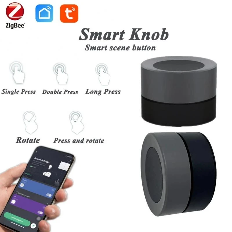 Tuya ZigBee Smart Light Switch Knob Wireless Scene Button Controller Battery Powered Automation Scenario Via Zigbee Gateway