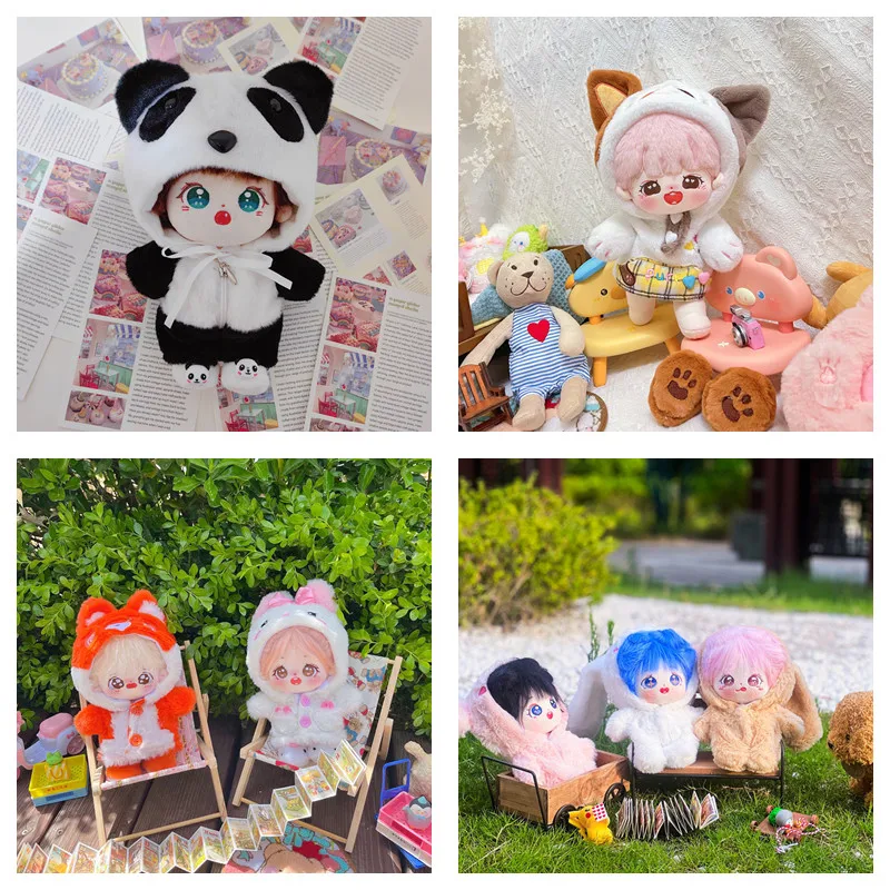 20cm Doll Clothes Shark Hoodie Cat Suit 20cm Doll Bear Jumpsuit Cotton Stuffed Dolls Clothes DIY Toys Accessory