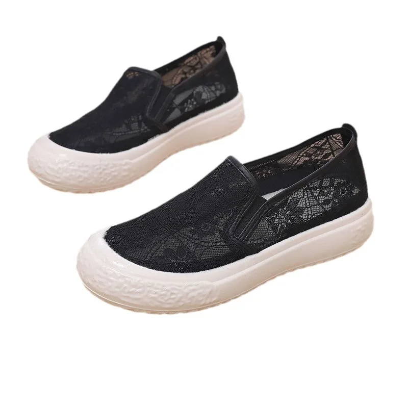 New fisherman's shoes breathable mesh shoes platform loafers leisure mom driving sports in spring and summer.2024