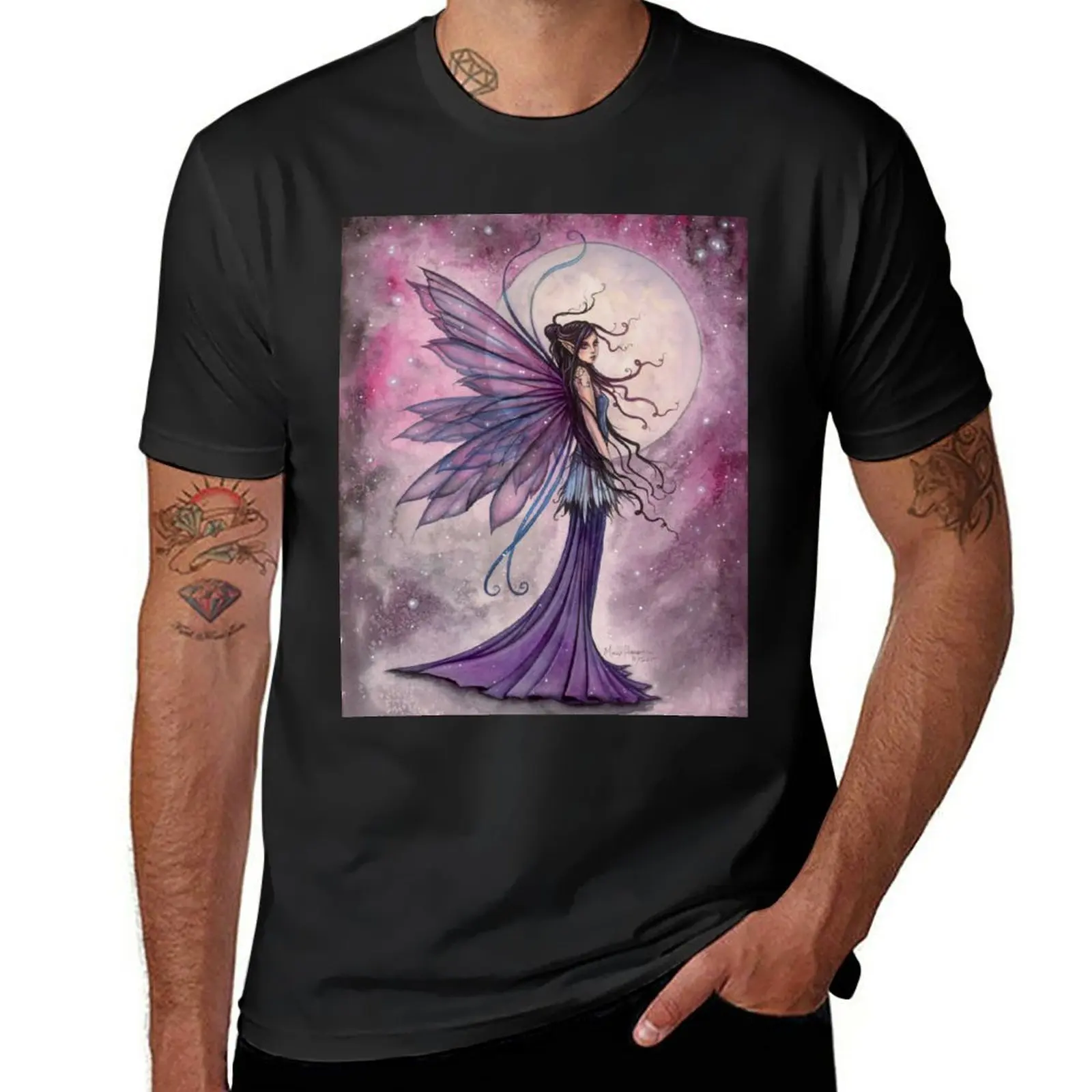 Starlit Amethyst Fairy Fantasy Art By Molly Ryan T-Shirt Plus Size Top New Edition T-Shirt Oversize Da Uomo