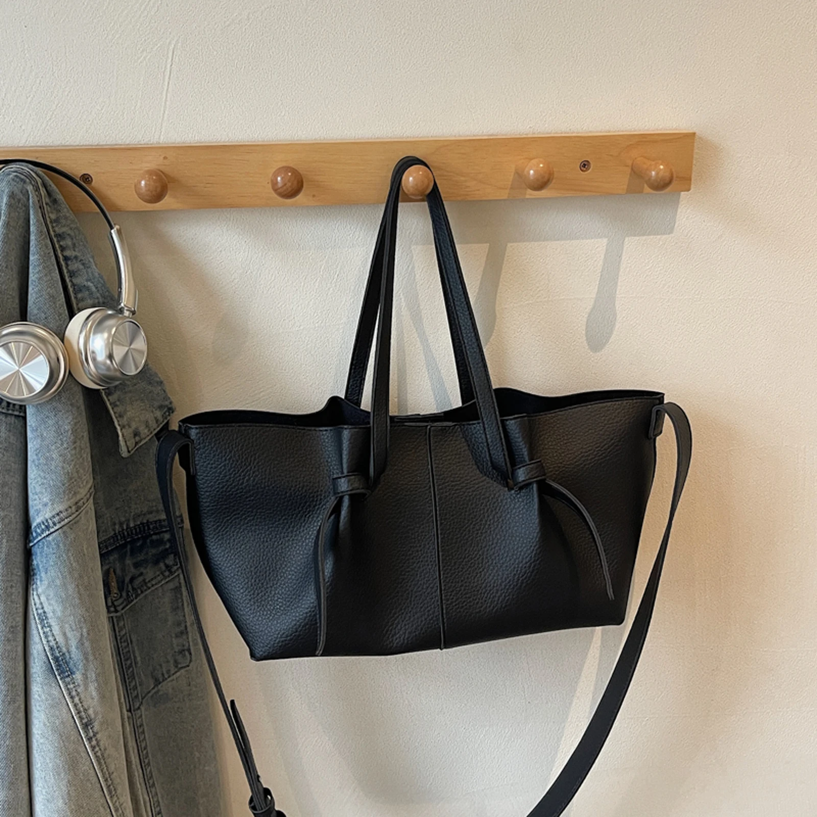 PU Leather Versatile Shoulder Bag Solid Color All-Match Tote Bag Large Capacity Trendy Sling Bag Travel Date Work Shopping Bag