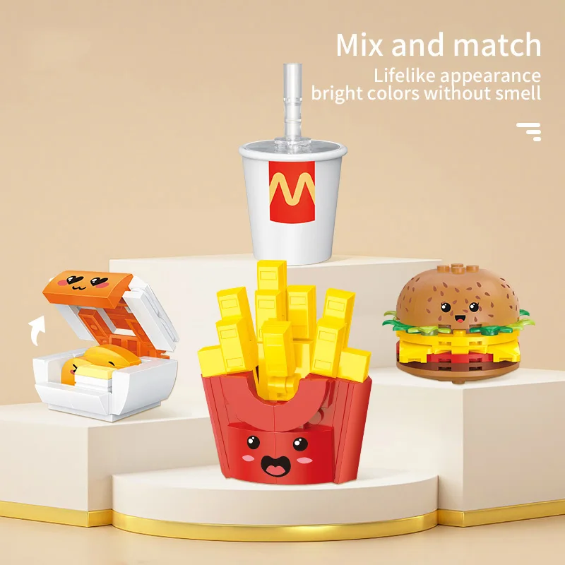 261PCS Hamburger French Fries Fried Chicken Building Blocks