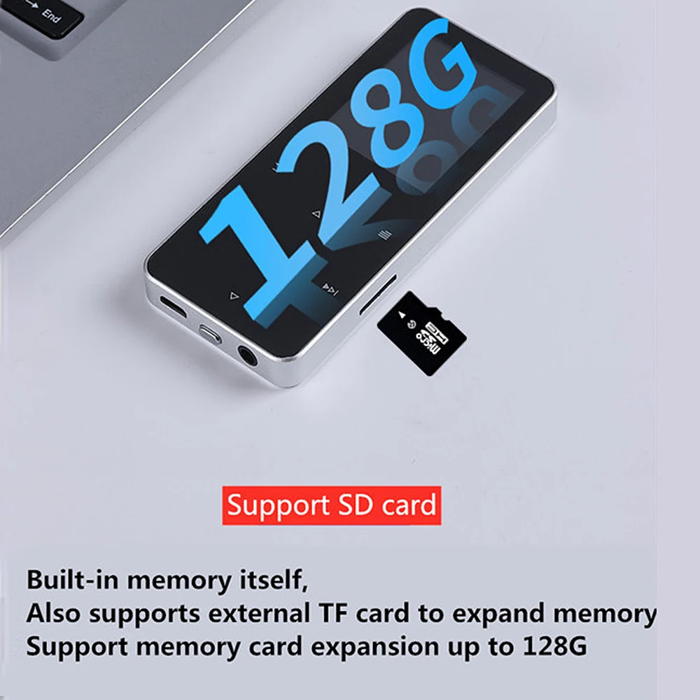 1.8 Metal MP3 Walkman Bluetooth MP4 Music Player TF Card Built-in 16GB Pluggable Lossless Touch Screen