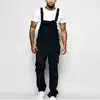Men's Solid Fashion Pockets Denim Bib Overalls Loose Suspender Jeans Trousers Male Daily Classic Casual Jumpsuit Autumn Winter 2