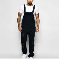 Men's Solid Fashion Pockets Denim Bib Overalls Loose Suspender Jeans Trousers Male Daily Classic Casual Jumpsuit Autumn Winter 2
