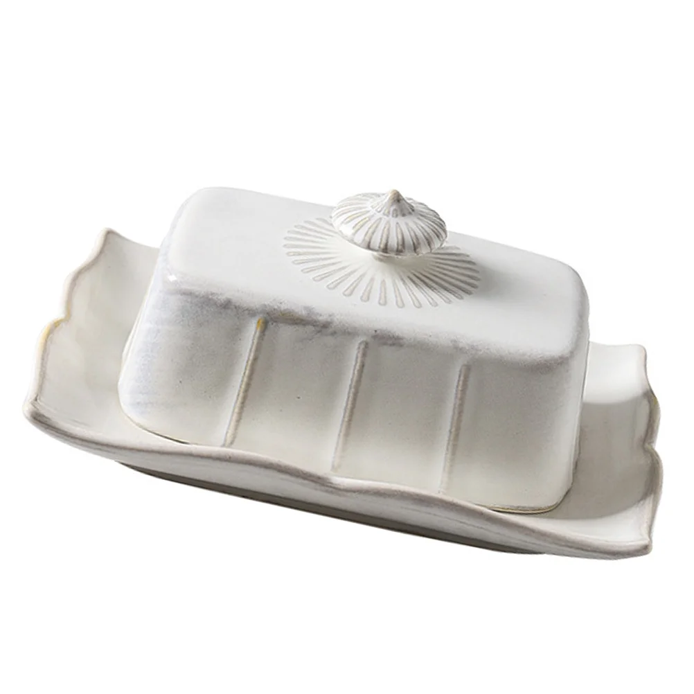 

Butter Dish with Lid Container Household Serving Plate Service Ceramics Dessert Holder Tray