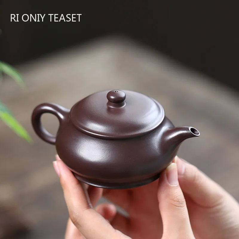 

130ml Chinese Yixing Authentic Purple Clay Teapots Famous Handmade Large Caliber Tea Pot Beauty Kettle Raw Ore Zisha Tea Set