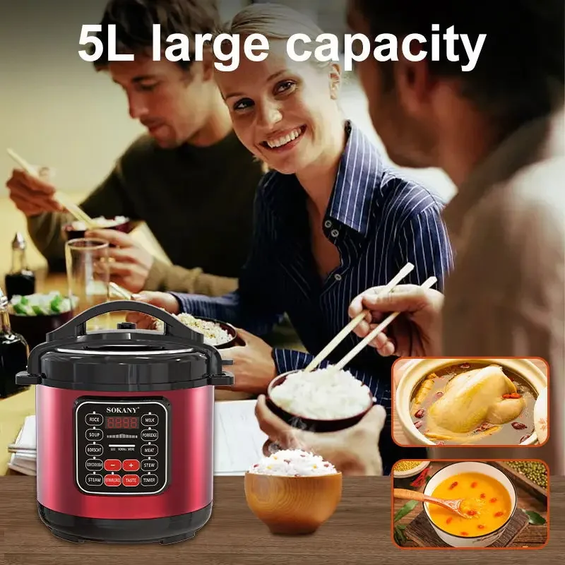 

1000W Electric Kitchen Appliance Pots Cooking Pressure Cooker Multifunctional Household 5L Multi-function Cookware for Home