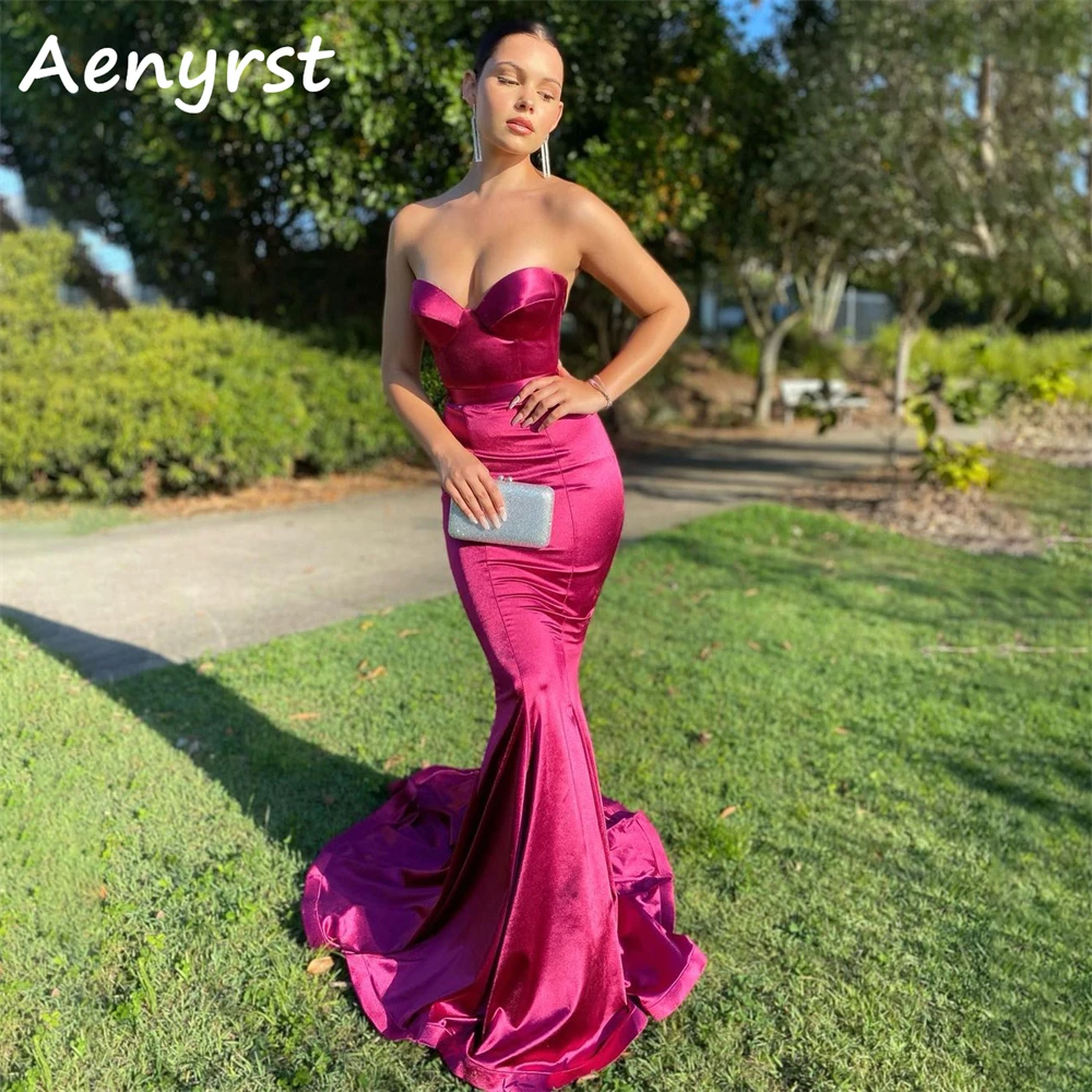 

Aenyrst Saudi Arabia Sexy Sweetheart Evening Dresses Mermaid Satin Pageant Gowns Floor Length Dinner Party Dress فساتين السهرة