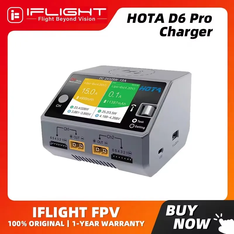 iFlight HOTA D6 Pro AC 200W / DC 650W 15A 1-6S Dual Channel Charger for FPV