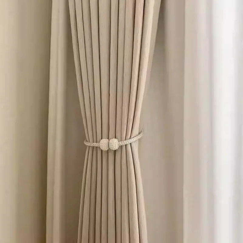 

New water ripple chenille curtains jacquard three-dimensional texture internet celebrity log cream style living room bedroom bla