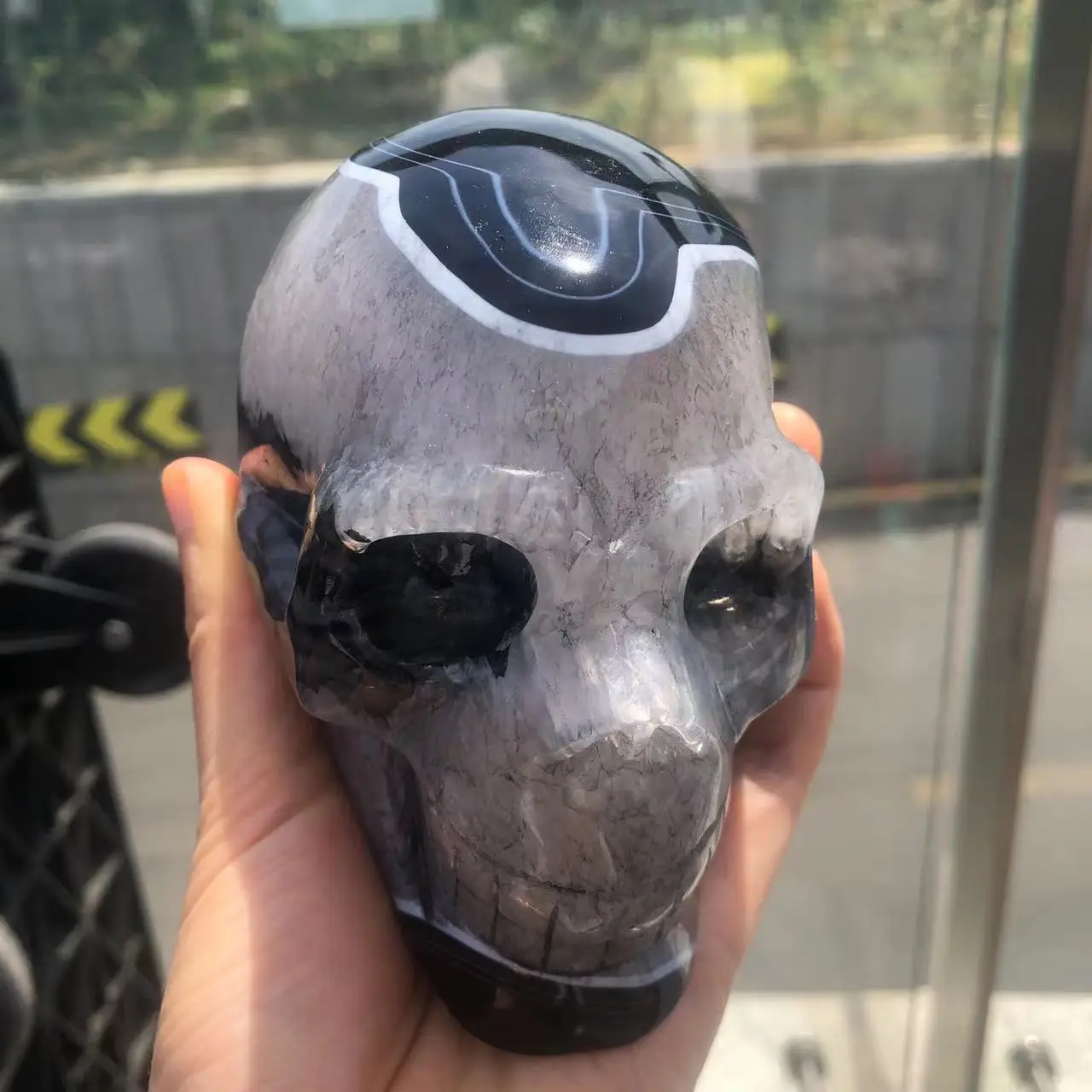 Skull Stone Natural Black Agate Geode Crystal Cranium Mineral Fengshui Reiki Meditation Energy Home Decor For Room 5