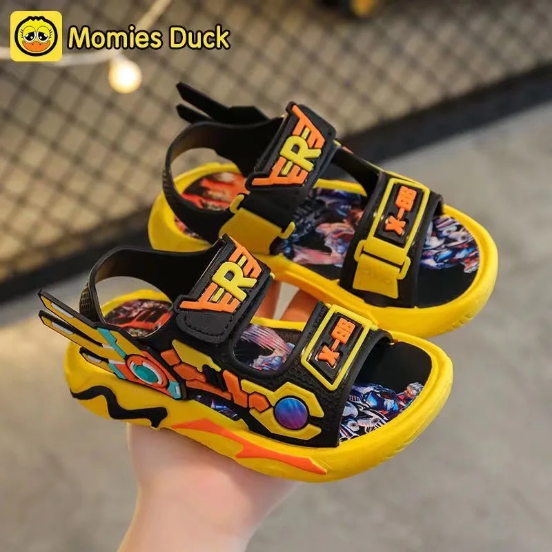 Boys Sandals 1-12 Year Old Soft Sole Anti Slip Sandals Cartoon Outwear Small and Medium Sized Children Beach 2
