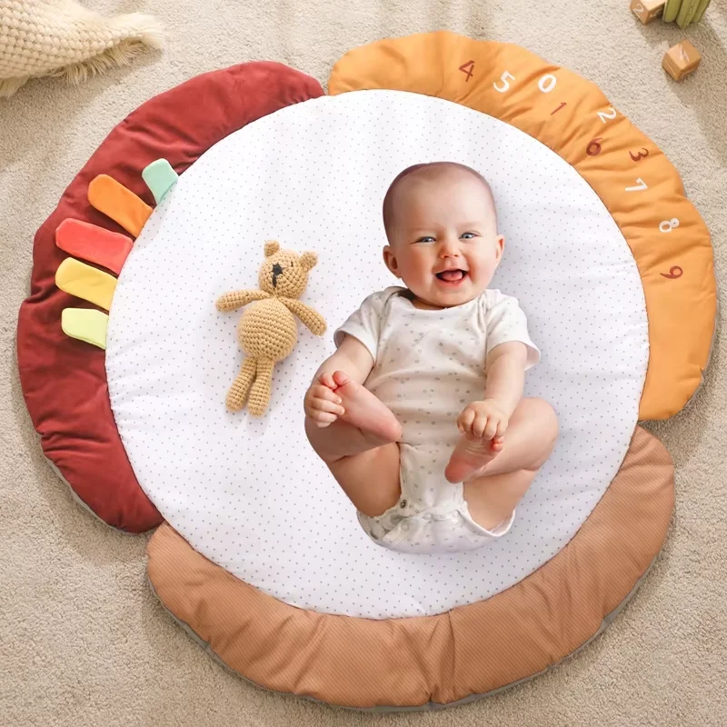 Baby Gym Aktivität Produkt Holz Gym Rahmen Matte Neugeborenen Aktivität Gym Blatt Baumwolle Kriech Matten Stern Wolke Hängen Anhänger Baby Spielzeug – Detail 1