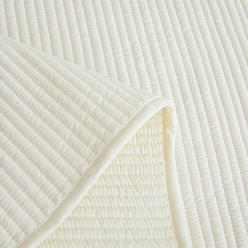 3PC quilted solid color patterned mattress cover Bedroom dormitory washable machine washable (pillowcase included)