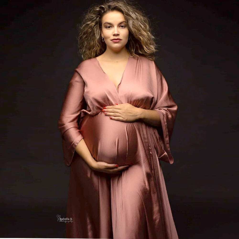 Maternity Photography Gown Elegant Soft Satin Chiffon Long Sleeved Dress Bohemian Photo Shooting Pregnancy Dress 14 Sd53bb9a2389d48bf9604a8bd97fbf566A