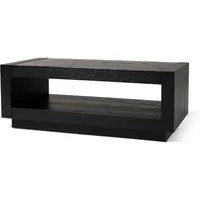 Large 2 Tier Contemporary Rectangle Wooden Center Coffee Table with Shelf Storage for Living Room in Refined Black Finish 1