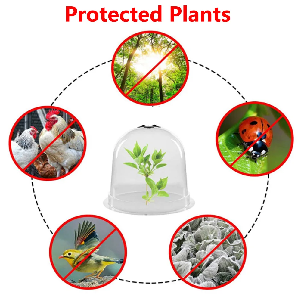 Plant Protection Covers 10pcs Plant Protect Bell Covers Reusable Plastic Clear Garden Plant Protection Covers w Fixed Support Pins Tags Anti-frost