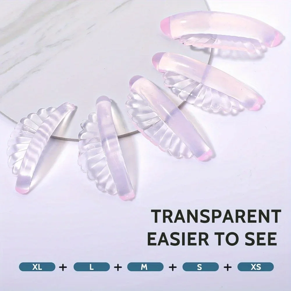 자가 접착 실리콘 패드가 포함된 속눈썹 컬러러 5종 세트, 반영구 속눈썹 컬링 및 스타일링에 적합