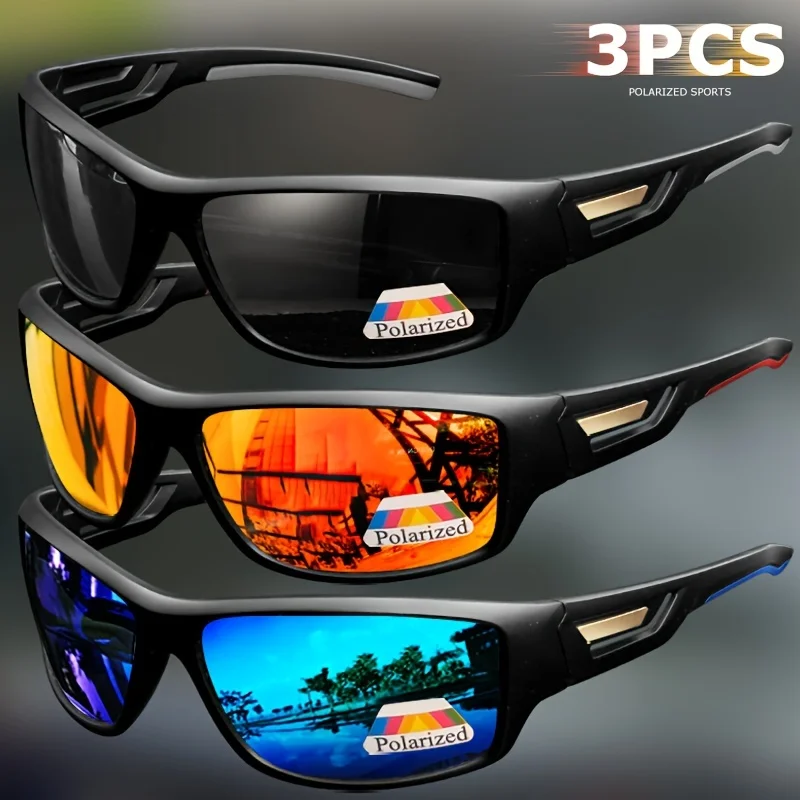 1/3 Sport Polarisierte Sonnenbrille Camouflage Wraparound Rahmen Mehrfarbige Gläser zum Fahren Angeln UV-Schutz Unisex Brillen