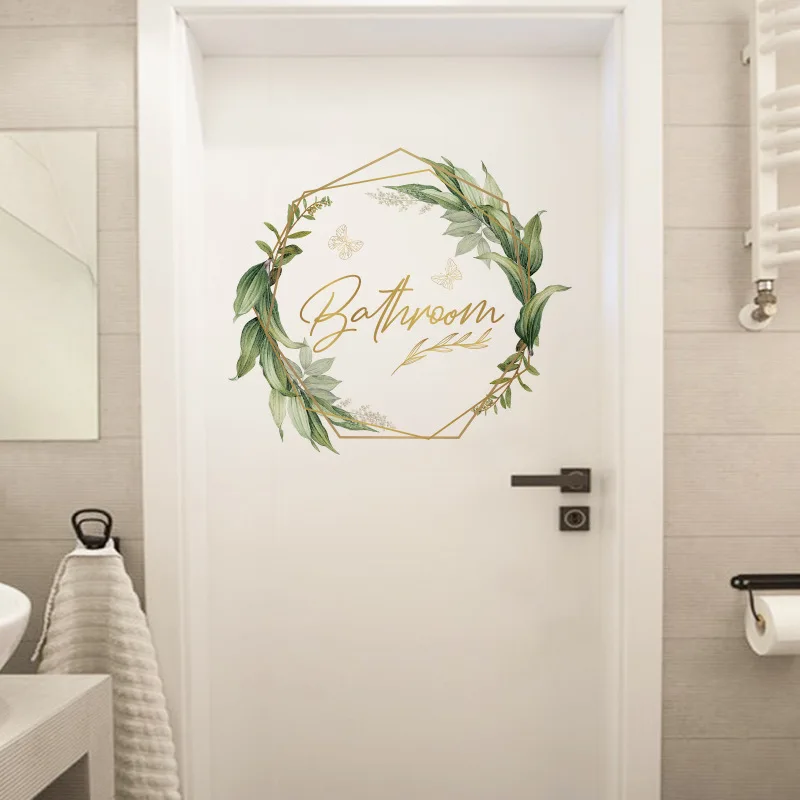 Door wallpaper stickers Bathroom toilet doors wall door sticker WC room decor home decorations accessories