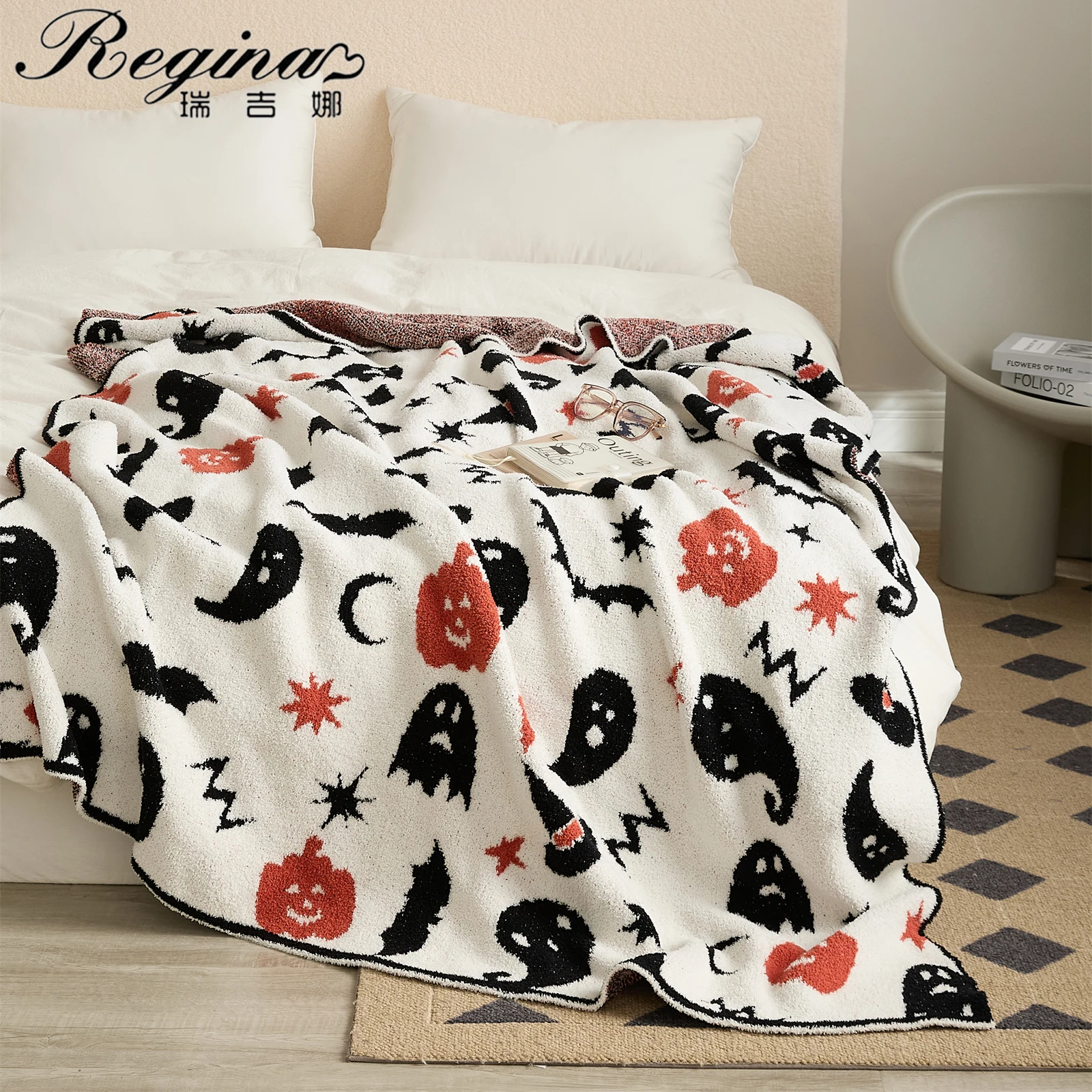 REGINA Hairy Furry Leopard Pattern Blanket Soft Warm Bed Sofa Wrap