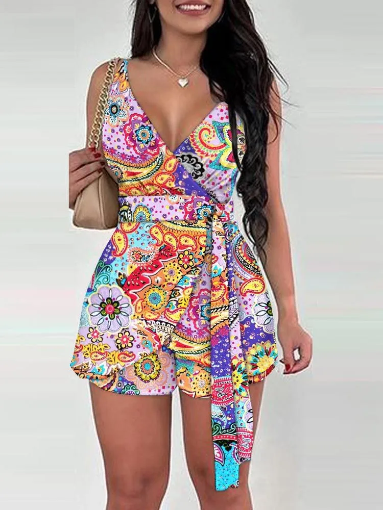 

Sexy V Neck Spaghetti Strap Shirt Shorts Set Office Lady Summer Fashion Print Blouse Pants Two Piece Sets For Women Outfit 2023