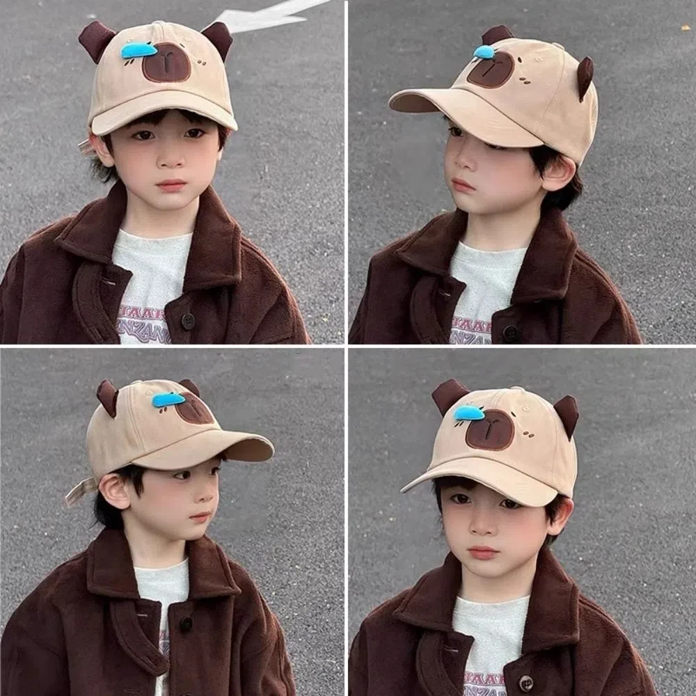 New Children’s Peaked Cap Snot Capybara Boys Girls Baseball Hat Cute Cotton Sunscreen Hat Outdoor