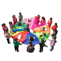 [Funny] 2M/3M/4M/5M/6M Diameter Outdoor game whack-a-mole Rainbow Umbrella Parachute Toy Jump-Sack Ballute Play game mat toy 1