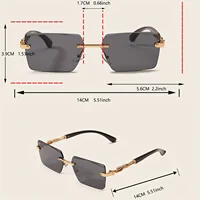 1pc lunettes de soleil sans monture Rectangle femmes hommes nuances petites lunettes de soleil carrées pour femme mâle plage vacances voyage lunettes 6