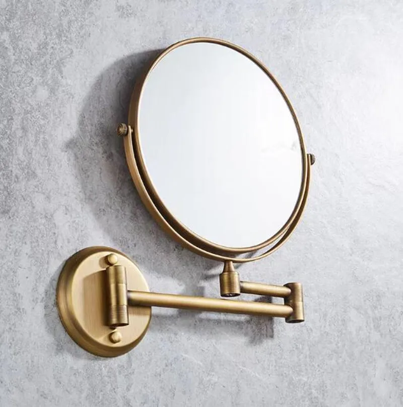 

Antique bathroom folding makeup sided mirror retractable folding magnifier beauty mirror Rose gold