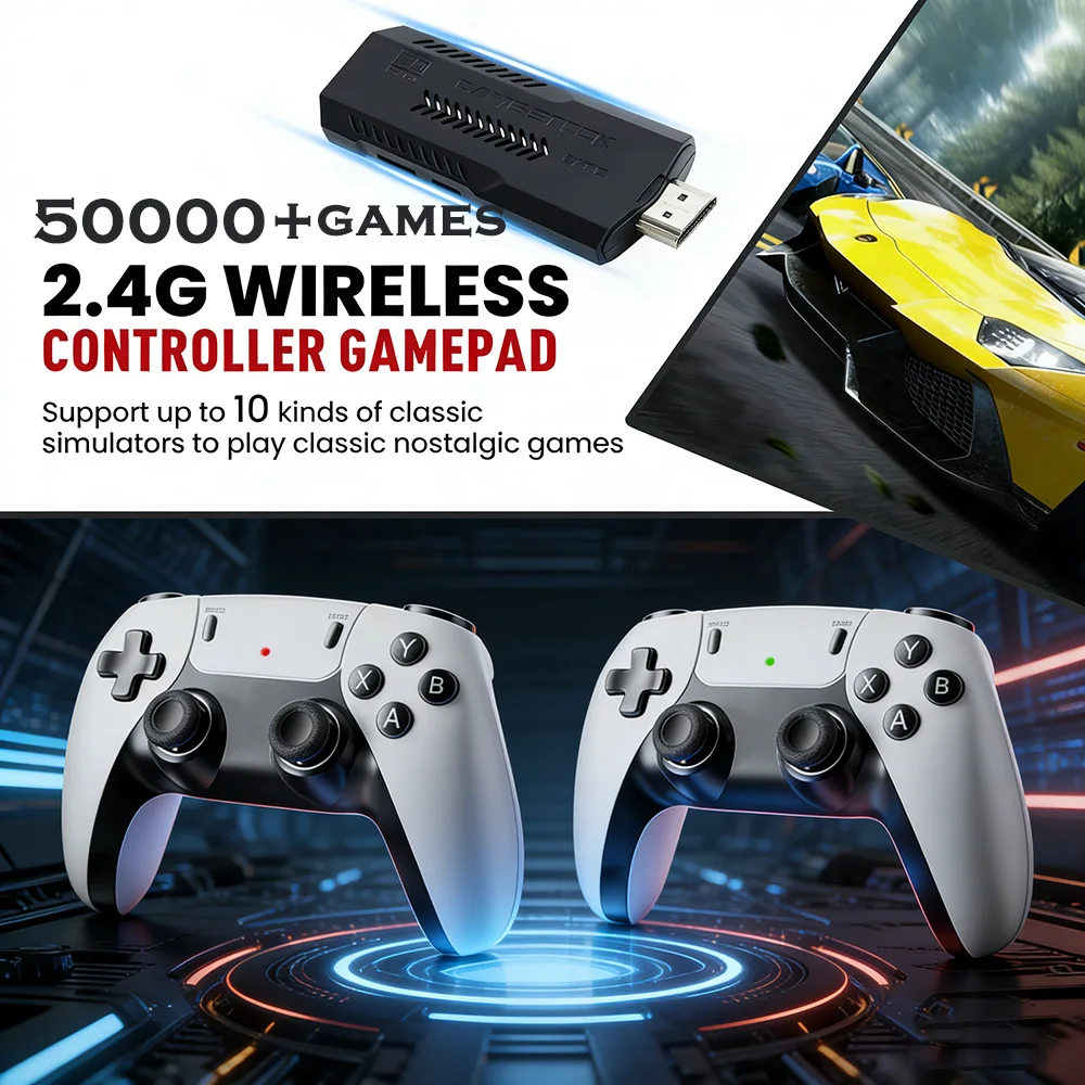 X2PRO Console retrò 4K Ultra HD, gamepad wireless ricaricabile, 2 giocatori, compatibile con HDMI per giocare su TV domestica_voghion.com